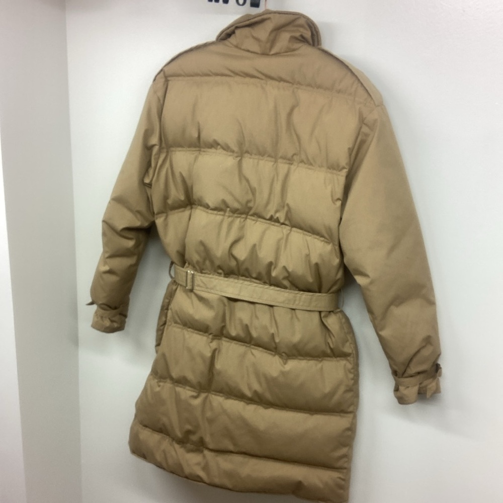 1st Down Y2K Puffer Down Coat Tan Long Middie Length Belted Khaki Trench EUC! - Picture 5 of 17